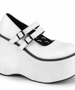 Demonia Shoes Women's Demonia Footwear KERA-08 White Vegan Demonia Gothic Maryjane
