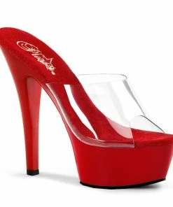 Pleaser Shoes By Pleaser USA KISS-201 Pleaser Shoes Red Chrome Platform Shoes