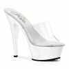 Pleaser Shoes By Pleaser USA KISS-201 Pleaser Shoes Clear/White Platform Stripper Shoe 6 Inch Heels
