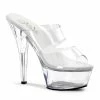 Pleaser Shoes By Pleaser USA KISS-202 Pleaser Shoes Clear Double Band Stripper Shoes 6 Inch Heels