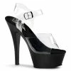 Pleaser Shoes By Pleaser USA 6 Inch Heels KISS-208 Pleaser Shoes Clear Upper Black Platform Pole Dancing Shoe