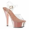 Pleaser Shoes By Pleaser USA KISS-208 Pleaser Shoes Rose Gold Chrome Platform Pole Dancing Shoes 6 Inch Heels