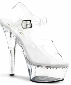 Pleaser Shoes By Pleaser USA KISS-208LS Rhinestone Clear Platform Pole Dancing Shoe