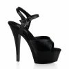 Pleaser Shoes By Pleaser USA KISS-209 Pleaser Shoes Black Leather Platform Stripper Shoe 6 Inch Heels