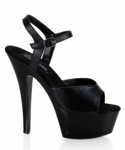 Pleaser Shoes By Pleaser USA KISS-209 Pleaser Shoes Black Leather Platform Stripper Shoe 6 Inch Heels