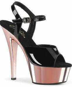 Pleaser Shoes By Pleaser USA 6 Inch Heels KISS-209 Pleaser Shoes Rose Gold Chrome Platform Stripper Shoes