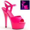 Pleaser Shoes By Pleaser USA KISS-209UV Pleaser Shoes Neon Pink Glowing Pole Dancing Shoe 6 Inch Heels