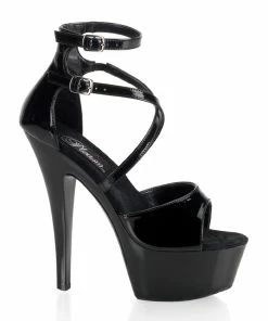 Pleaser Shoes By Pleaser USA 6 Inch Heels KISS-254 Pleaser Shoes Black Patent Stripper Shoes