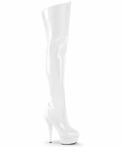 Pleaser Shoes By Pleaser USA Thigh High Boots KISS-3010 Pleaser Shoe White Patent Thigh High Boot