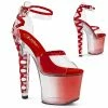 Pleaser Shoes By Pleaser USA LOVESICK-712T Pleaser Shoes Faded Red Platform Corset Heel Stripper Shoe 7 Inch Heels
