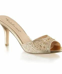 Fabulicious Shoes By Pleaser USA LUCY-01 Gold Metallic Slide Sandal