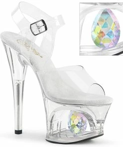 Pleaser Shoes By Pleaser USA MOON-708DIA Pleaser Shoes Cut Out Clear Platform Stripper Shoe 7 Inch Heels