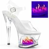 Pleaser Shoes By Pleaser USA MOON-708FLM Pleaser Shoes Clearance Cut Out Blacklight Flame Stripper Shoe