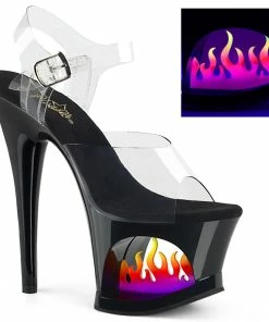 Pleaser Shoes By Pleaser USA MOON-708FLM Pleaser Shoes Clearance Flame Cut Out Platform Stripper Shoe