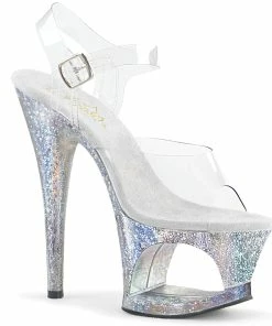 Pleaser Shoes By Pleaser USA MOON-708HB Pleaser Shoes Holographic Bubble Clearance Stripper Shoe