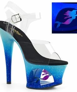 Pleaser Shoes By Pleaser USA MOON-708MER Pleaser Shoes Clearance Mermaid Stripper Sandals 7 Inch Heels