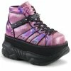 NEPTUNE-100 Demonia Shoes Pink Hologram Festival Bootie Unisex Demonia Footwear