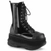 NEPTUNE-200 Demonia Shoes Black Patent Platform Boots Unisex Demonia Footwear