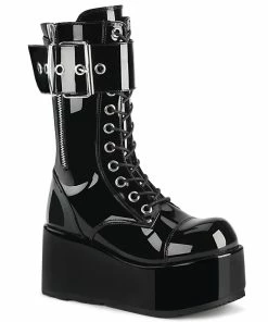 PETROL-150 Demonia Shoes Gothic Platform Calf Boot Unisex Demonia Footwear