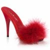 Fabulicious Shoes By Pleaser USA Sexy Sandals POISE-501F Red Marabou Fur Slide Sandal