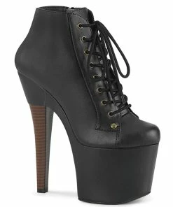 Pleaser Shoes By Pleaser USA Booties And Ankle High Boots RADIANT-1005 Pleaser Shoes Faux Leather Lace Up Exotic Dancer Bootie