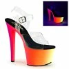 Pleaser Shoes By Pleaser USA RAINBOW-308UV Pleaser Shoe UV Reactive Exotic Dancer Shoes 7 Inch Heels