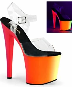Pleaser Shoes By Pleaser USA RAINBOW-708UV Pleaser Shoes Blacklight Reactive Stripper Shoes 7 Inch Heels