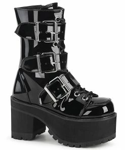 RANGER-308 Demonia Shoes Patent Gothic Boots Women's Demonia Footwear