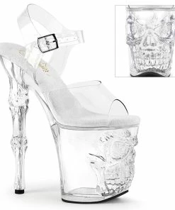 Pleaser Shoes By Pleaser USA 8 Inch Heels RAPTURE-808 Pleaser Shoe Clear Skull Platform Stripper Shoe