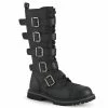 Demonia Shoes Unisex Demonia Footwear RIOT-18BK Demonia Shoe 18 Eyelet Punk Combat Boot