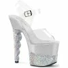 Pleaser Shoes By Pleaser USA SCALLOP-708-2RS Pleaser Shoes Silver Stripper SHoes