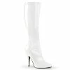 Pleaser Shoes By Pleaser USA Halloween Costume Footwear SEDUCE-2000 Pleaser Shoes White High Heel Knee High Boot