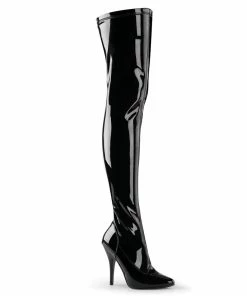 Pleaser Shoes By Pleaser USA SEDUCE-3000 Pleaser Shoes Black Patent Thigh High Boot