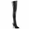 Pleaser Shoes By Pleaser USA Halloween Costume Footwear SEDUCE-3000 Pleaser Shoes Black Vegan Leather Thigh High Sexy Boot