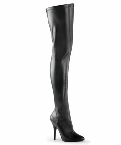 Pleaser Shoes By Pleaser USA Halloween Costume Footwear SEDUCE-3000 Pleaser Shoes Black Vegan Leather Thigh High Sexy Boot