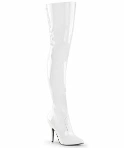 Pleaser Shoes By Pleaser USA SEDUCE-3010 Pleaser Shoes White High Heel Thigh Boot Halloween Costume Footwear