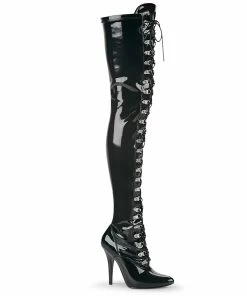 Pleaser Shoes By Pleaser USA Thigh High Boots SEDUCE-3024 Pleaser Shoe Lace Up Thigh High Boot