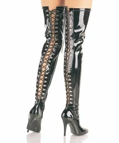 Pleaser Shoes By Pleaser USA SEDUCE-3063 Pleaser Shoes Lace Back Thigh High Boot Thigh High Boots