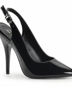 Pleaser Shoes By Pleaser USA SEDUCE-317 Pleaser Shoes Black Patent Sling Back Pump Sexy Pumps