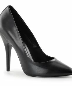 Pleaser Shoes By Pleaser USA SEDUCE-420 Pleaser Shoes Black Faux Leather High Heel Classic Pump Halloween Costume Footwear