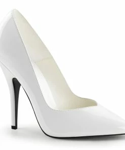 Pleaser Shoes By Pleaser USA SEDUCE-420V Pleaser Shoes White Patent PUmp Halloween Costume Footwear