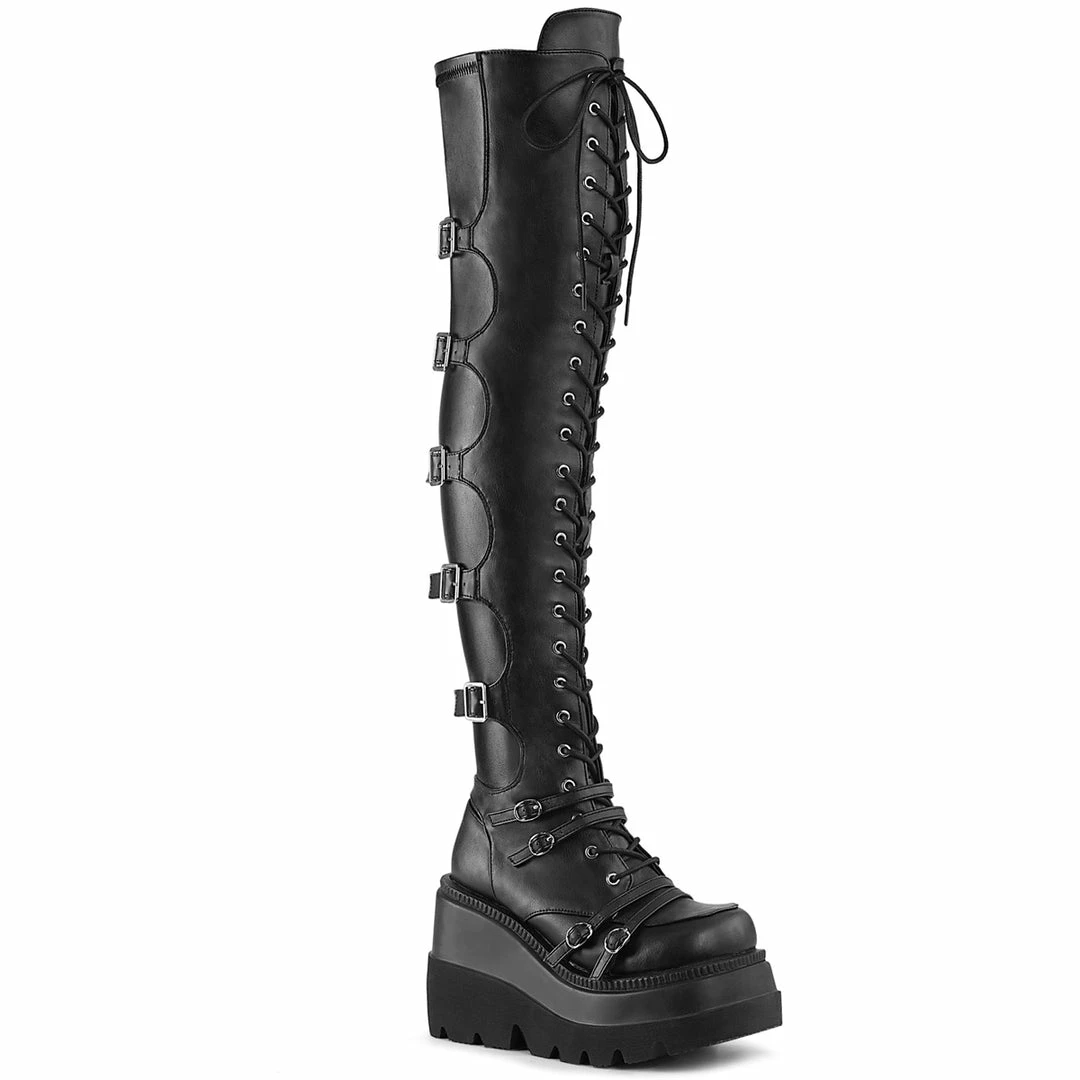 Flash Sale ⌛ Demonia ⭐ Shoes SHAKER-350 Wedge Thigh High Demonia Gothic Boot Thigh High Boots ⌛ 1 Demonia Shoes SHAKER-350 Wedge Thigh High Demonia Gothic Boot Thigh High Boots