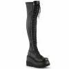 Demonia Shoes Women's Demonia Footwear SHAKER-374 Demonia Shoe Black PU Platform Thigh High Boot