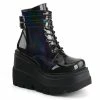 SHAKER-52 Black Hologram Gothic Boot By Demonia Shoes