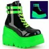 Demonia Shoes SHAKER-52 Neon Green Wedge Demonia Ankle Boot