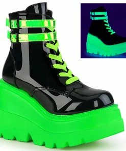 Demonia Shoes SHAKER-52 Neon Green Wedge Demonia Ankle Boot