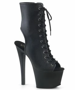 Pleaser Shoes By Pleaser USA Booties And Ankle High Boots SKY-1016 Pleaser Shoes Black Vegan Leather Stripper Boot
