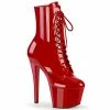 Pleaser Shoes By Pleaser USA SKY-1020 Pleaser Shoes Red Patent Stripper Booties Booties And Ankle High Boots