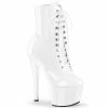 Pleaser Shoes By Pleaser USA Booties And Ankle High Boots SKY-1020 Pleaser Shoe White Patent Stripper Bootie