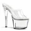 Pleaser Shoes By Pleaser USA SKY-301 Pleaser Shoes Clear Platform Stripper Slide Shoe 7 Inch Heels